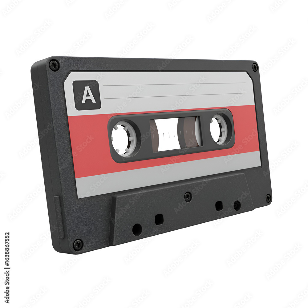 Obraz premium 3D Illustration of a Realistic Cassette Tape on Transparent Background
