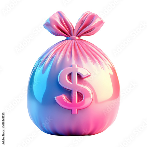 Bag of Fortune: a rendering of a plush bag of money, its vibrant colors symbolizing wealth and prosperity