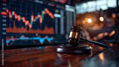 Gavel with Stock Market Crash, and Justice.