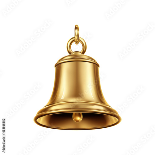 Golden Bell's Elegant Ring: A meticulously crafted golden bell, suspended delicately, its lustrous surface reflecting an air of elegance and significance. The bell.
