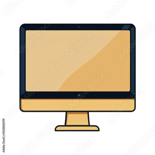 Modern Desktop Monitor: A sleek and minimalist illustration of a modern desktop monitor, featuring a clean design with a digital display, perfect for digital workspaces.