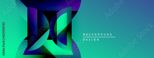 Abstract vibrant design. Overlapping shapes create dynamic visual effect. Gradient colors blend smoothly, offering modern aesthetic.