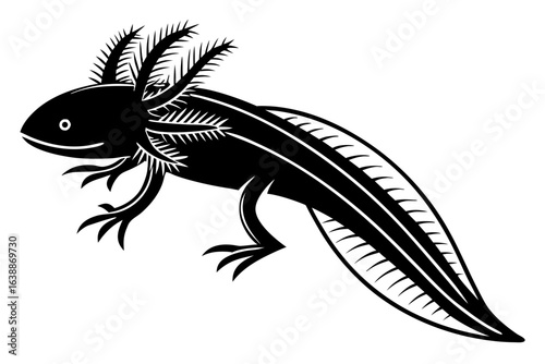 axolotl sihouette black vector