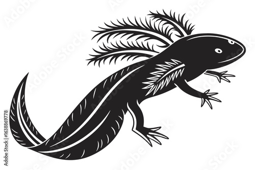 axolotl sihouette black vector
