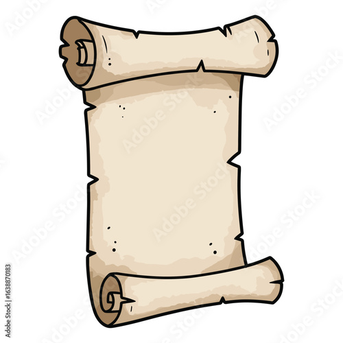 Blank ancient scroll with rolled edges – stock vector flat illustration