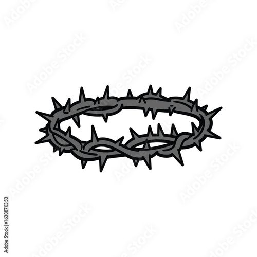 Thorn crown illustration symbolizing sacrifice and suffering – stock vector flat illustration