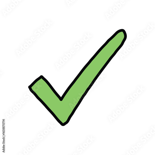 Green check mark icon – stock vector flat illustration
