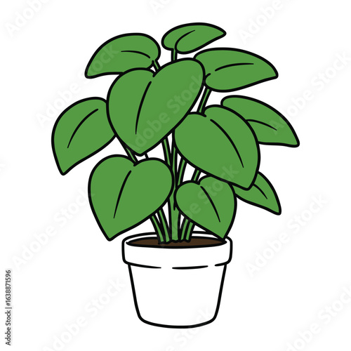 Potted green monstera plant with heart-shaped leaves – stock vector flat illustration