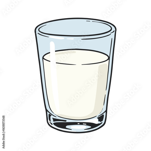 Illustration of a full glass of milk – stock vector flat illustration