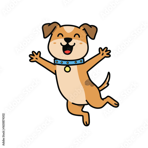Joyful cartoon dog leaping with excitement and energy – stock vector flat illustration