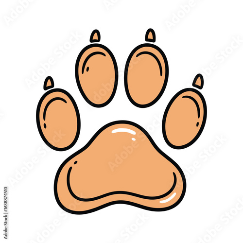 Cute cartoon animal paw print with claws – stock vector flat illustration