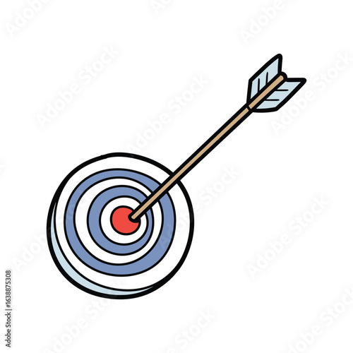 Arrow striking bullseye on target isolated – stock vector flat illustration