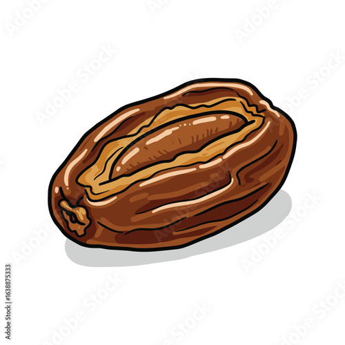 Close-up illustration of a brown date fruit – stock vector flat illustration