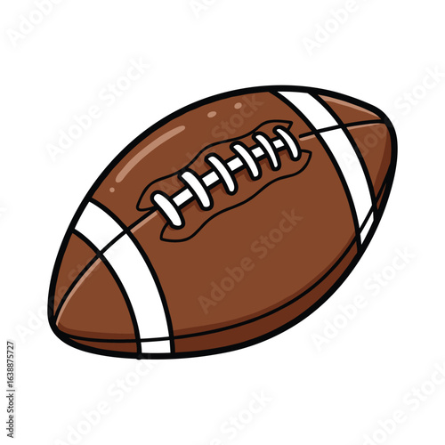 Brown american football with laces and stitching – stock vector flat illustration
