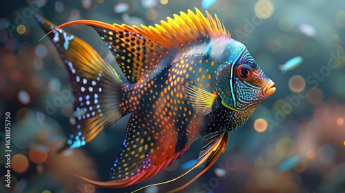 Vibrant underwater world featuring a multicolored tropical fish