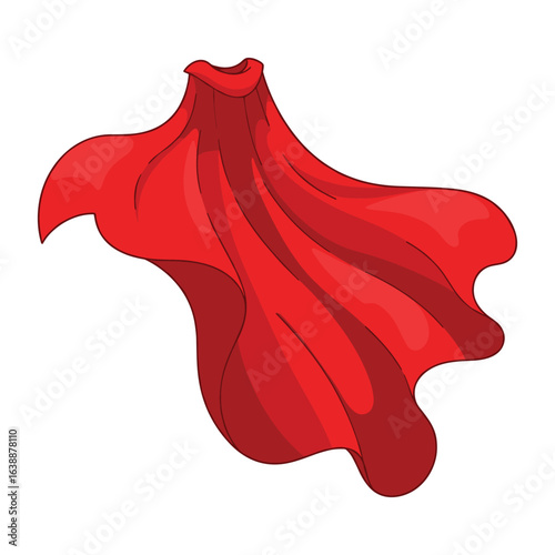 Flowing red cape illustration with dynamic waves – stock vector flat illustration