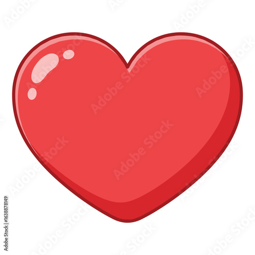 Glossy red heart icon with reflection – stock vector flat illustration