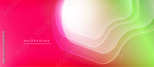 Abstract gradient waves. Pink, yellow, green hues blend smoothly. Modern design element for backgrounds, presentations. Minimalist aesthetic.