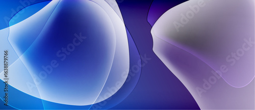 Abstract fluid shapes, blue purple tones, smooth gradients. Minimalist design, calming aesthetic, digital artwork.