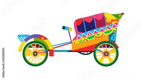 Colorful rickshaw illustration vector art design for transport and cultural representation graphic design asset