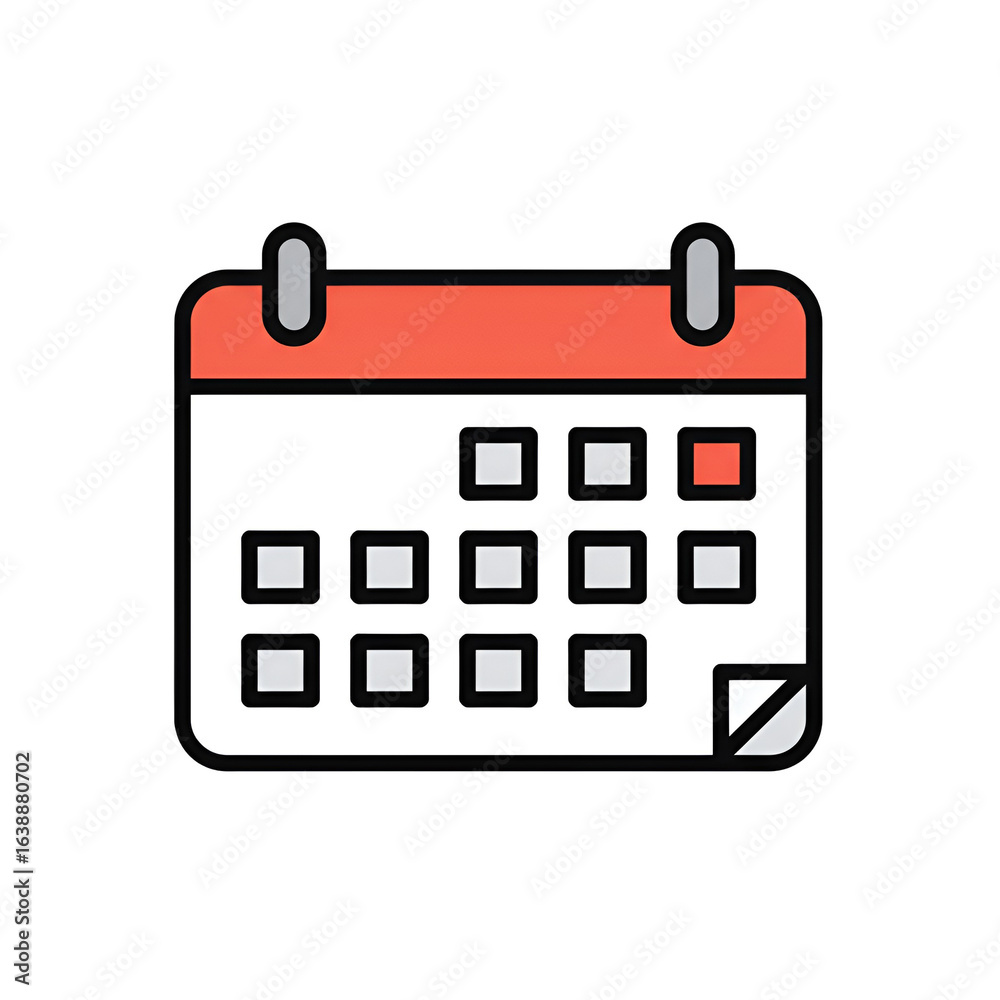 Illustration Of A Calendar Icon Featuring Red Orange And White Colors Isolated Illustration Of A Calendar Icon Featuring Red Orange And White Colors Isolated