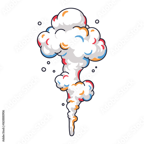 Colorful cloud explosion with cartoon style smoke plumes – stock vector flat illustration