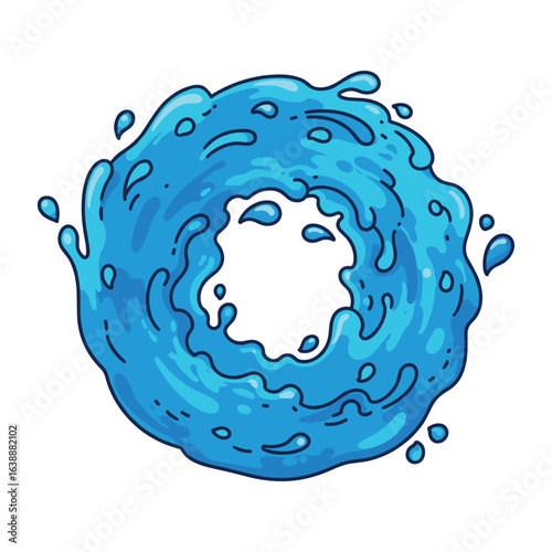 Dynamic blue water splash circle – stock vector flat illustration