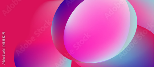 Abstract vibrant shapes overlap. Pink, purple, blue hues blend smoothly creating modern visual effect. Soft gradients dominate composition.