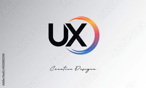 UX Creative Letter Logo with Gradient Circular Swirl – Modern, Colorful, and Versatile Branding Identity Design Template