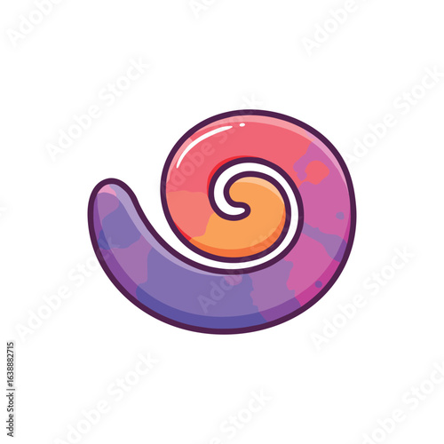 Colorful spiral shell illustration with vibrant pink and purple gradient design – stock vector flat illustration