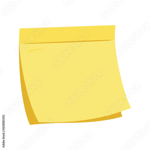 Yellow sticky note : simple office supply design – stock vector flat illustration