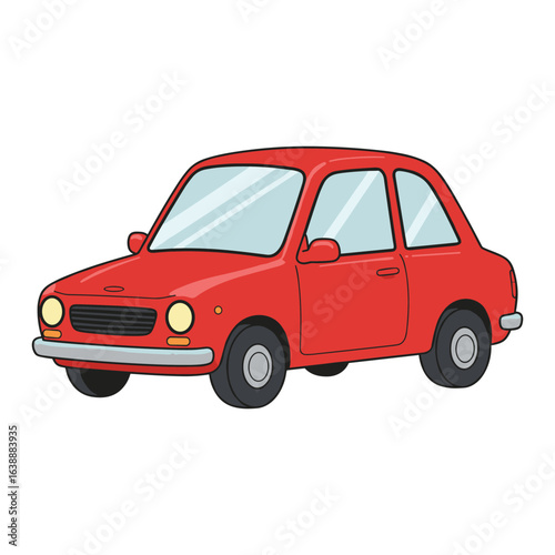 Red cartoon car with simple design – stock vector flat illustration