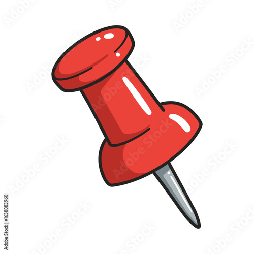 Red push pin icon – stock vector flat illustration