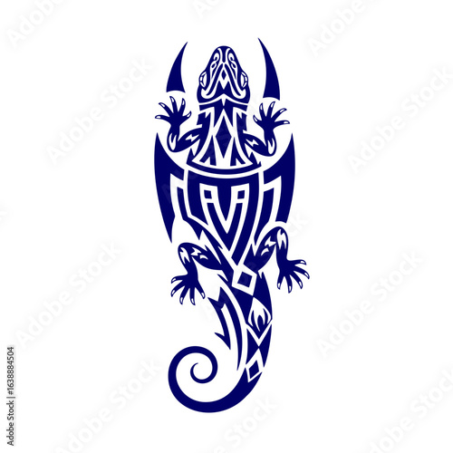 Dynamic tribal gecko tattoo design adds bold, artistic flair to any creative project