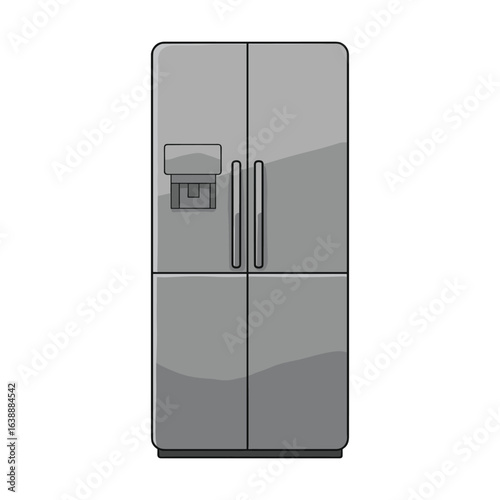 Modern stainless steel refrigerator with water dispenser – stock vector flat illustration