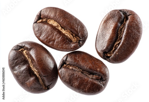 Wallpaper Mural Four coffee beans, close-up, top view Torontodigital.ca