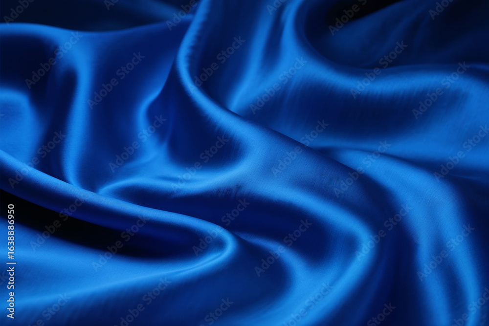 Obraz premium Luxurious Blue Silk Fabric Texture Elegant Smooth Fluid Draped Abstract
