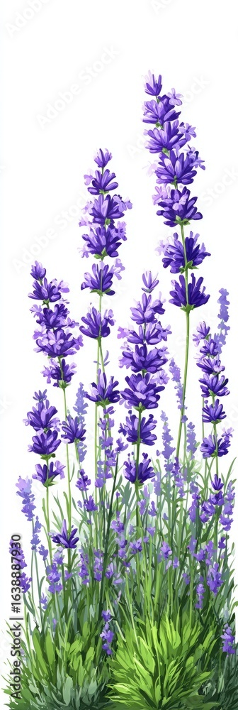 Naklejka premium Lush lavender blooms against a white background