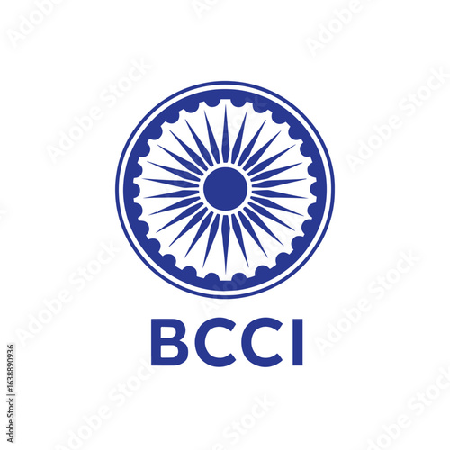 The logo of the Board of Control for Cricket in India, featuring a blue Ashoka Chakra.