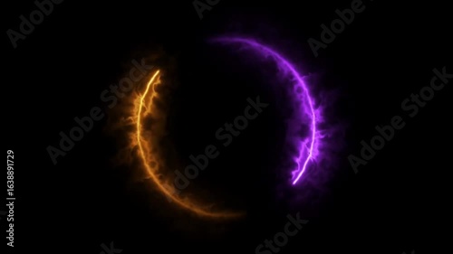 Realistic orange power ball effect on black background.
