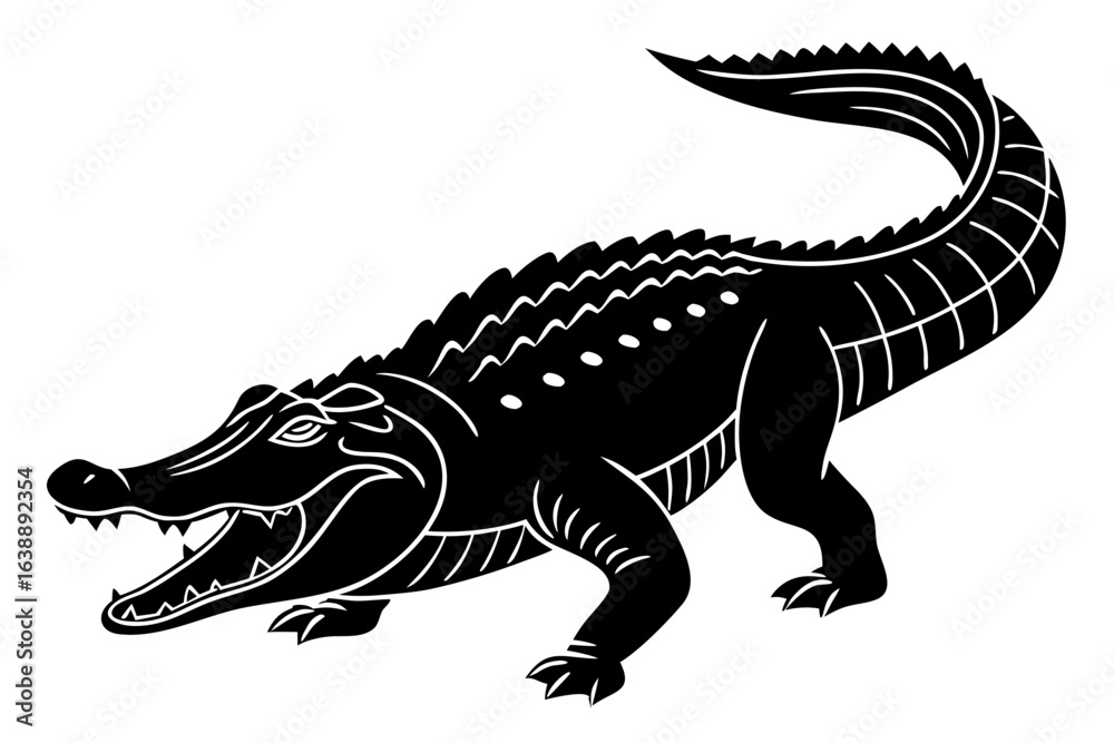 Fototapeta premium Crocodile sihouette black vector