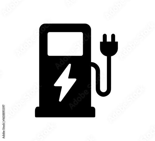 Electric Vehicle Charging Station Icon – Minimal Vector EV Power and Recharge Symbol