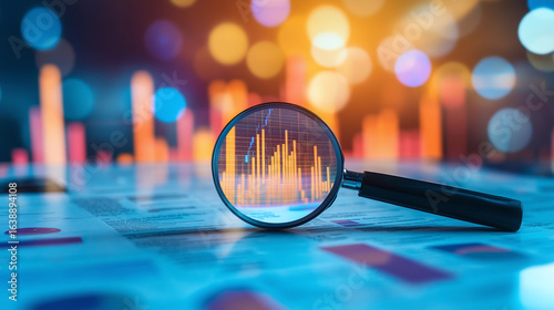 Due Diligence and Contract Scrutiny – Double Exposure of Magnifying Glass Inspecting Business Contract with Financial Reports, Legal Documents, and Corporate Audits