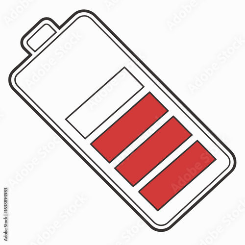 Depleted Battery Icon: Low Power, Red Indicator - Adobe Stock Asset

