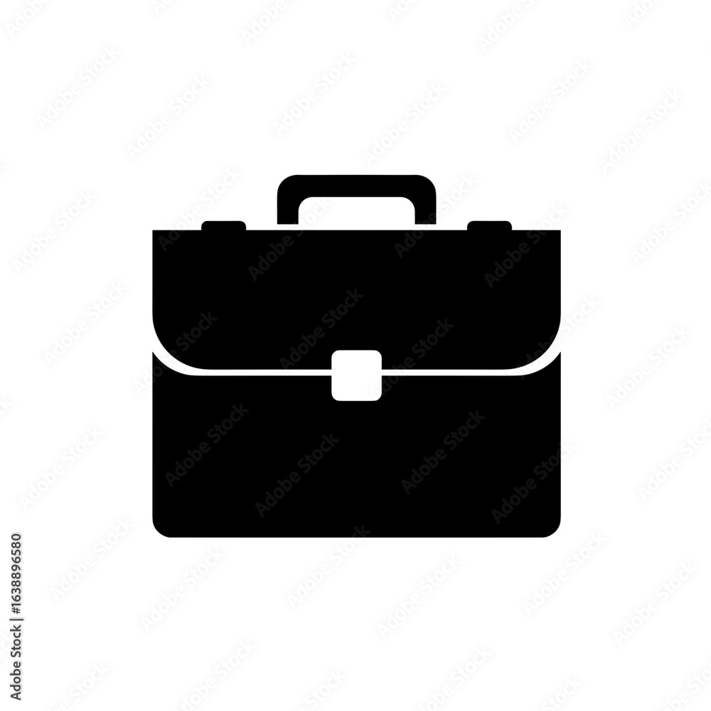 Black briefcase icon on white background for business use Black briefcase icon on white background for business use