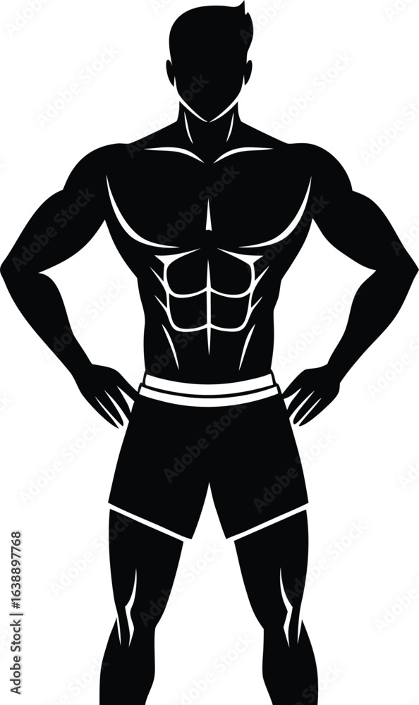 Fototapeta premium fitness man wearing sports shorts on white backgro.eps