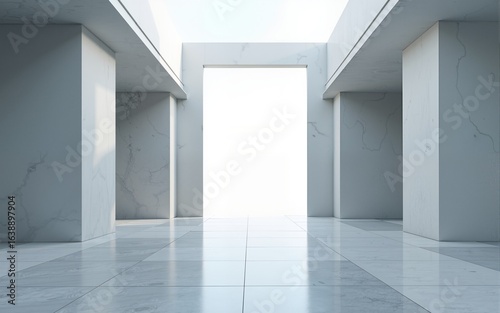 Wallpaper Mural 3d render of abstract futuristic architecture with empty concrete floor. Scene for car presentation. High quality Torontodigital.ca