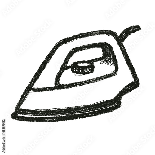 Iron appliance in sketch style with a simple design  
