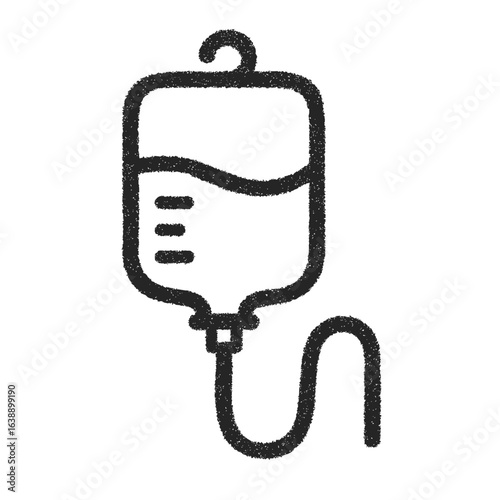 IV drip bag with fluid and tube for medical use  