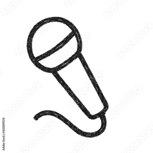 Sketch of a microphone with cord in minimalist style  